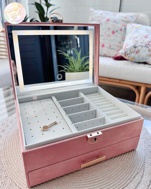 Boite à bijoux miroir LED - 3 coloris