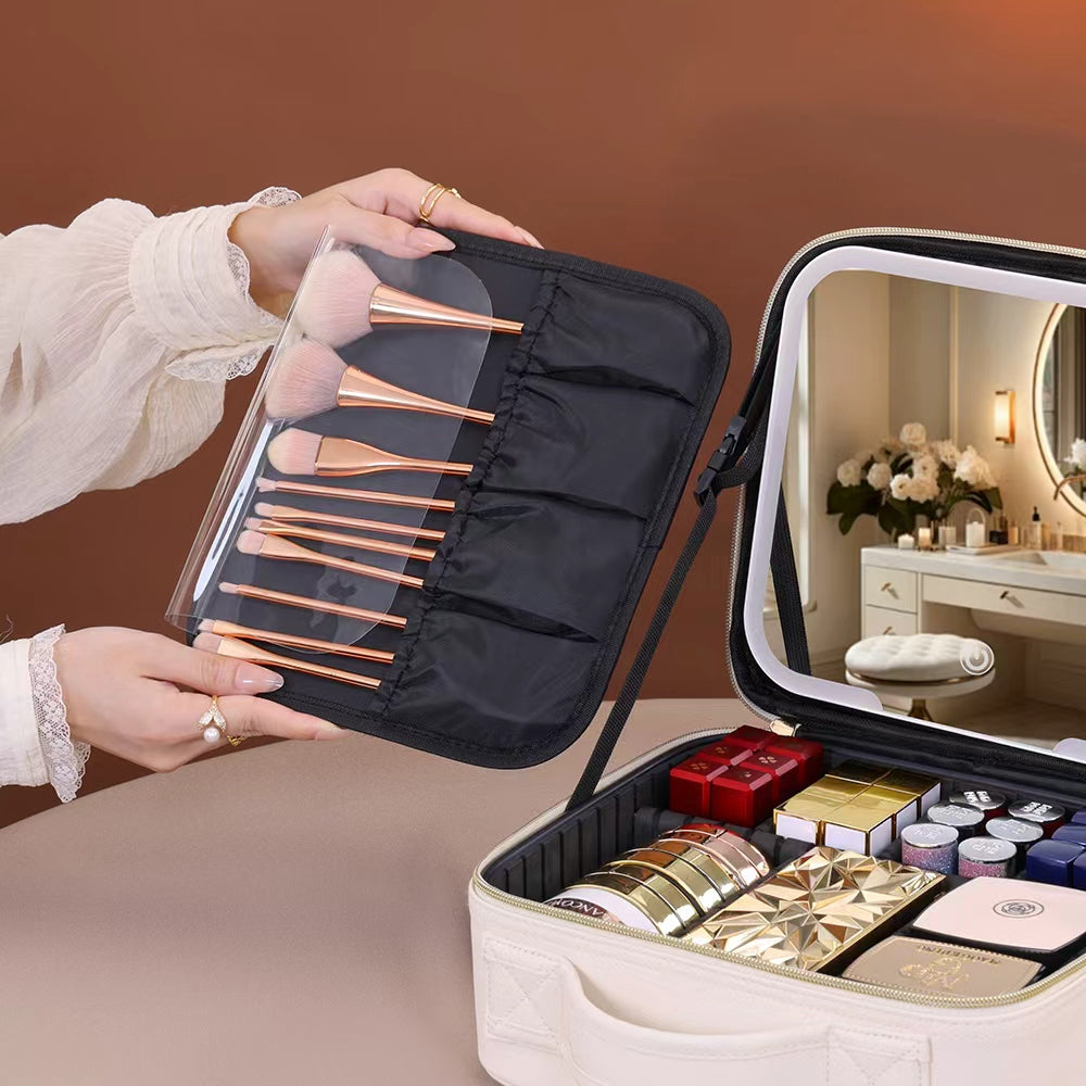Organisateur Trousse de maquillage avec miroir led