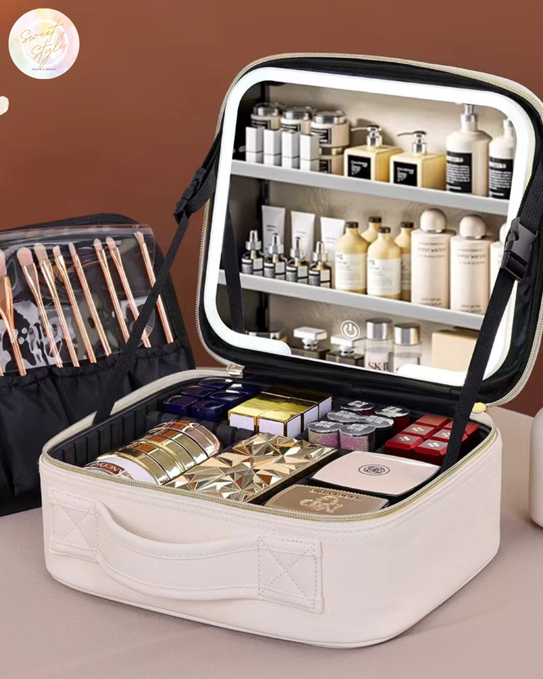 Organisateur Trousse de maquillage avec miroir led