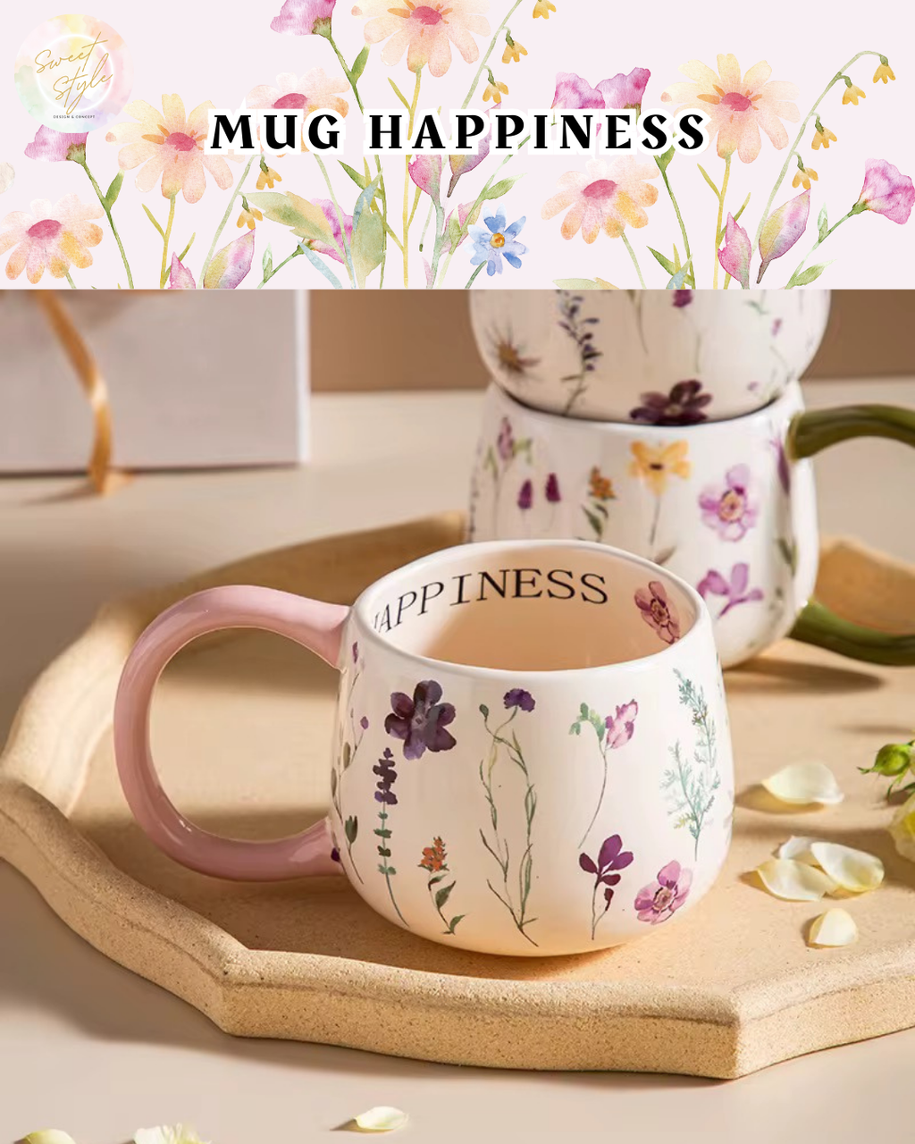 Tasse florale HAPPINESS