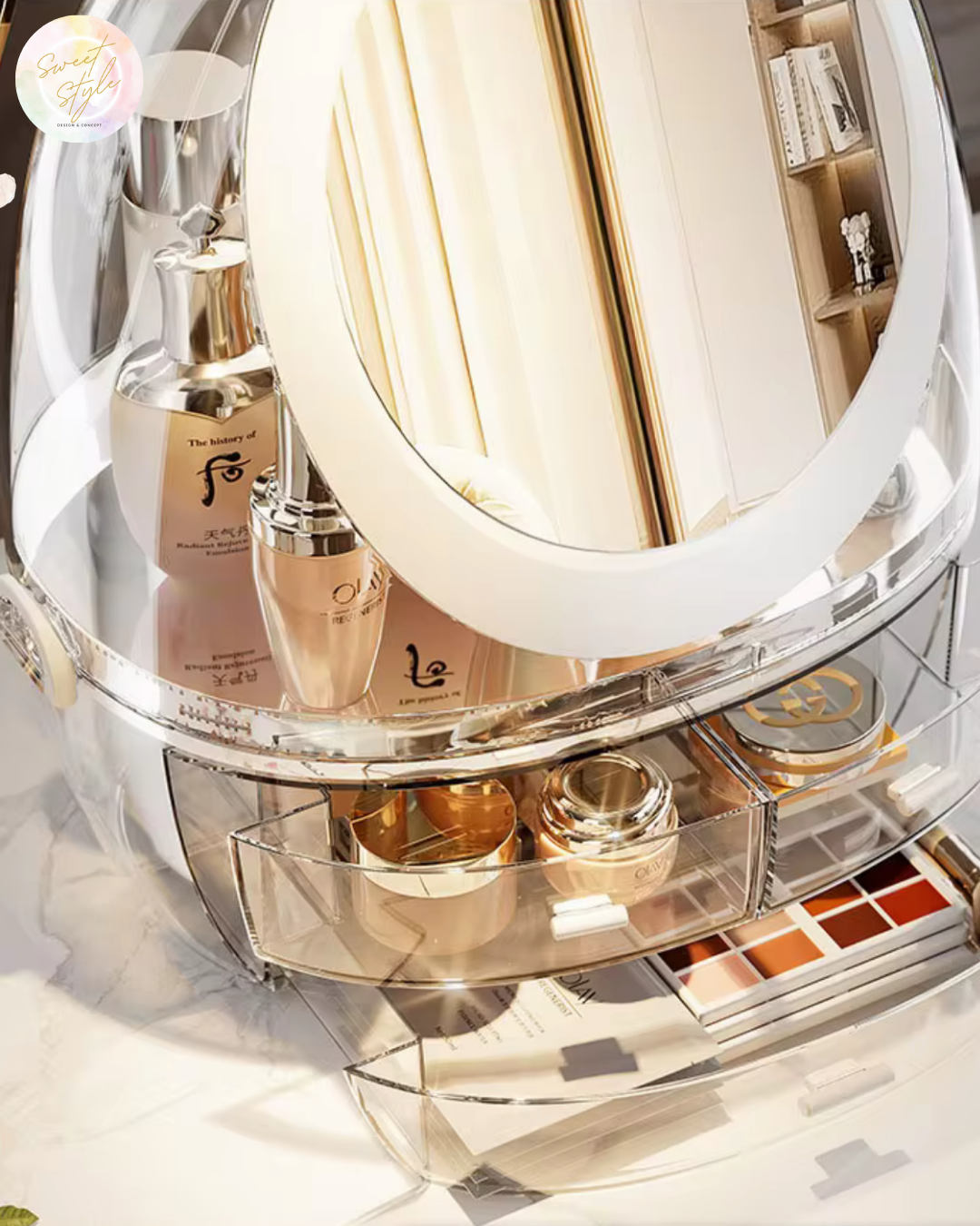 Organisateur de maquillage avec miroir LED