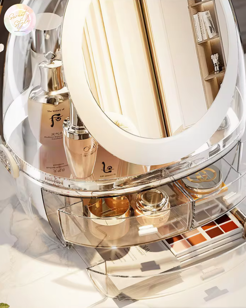 Organisateur de maquillage avec miroir LED