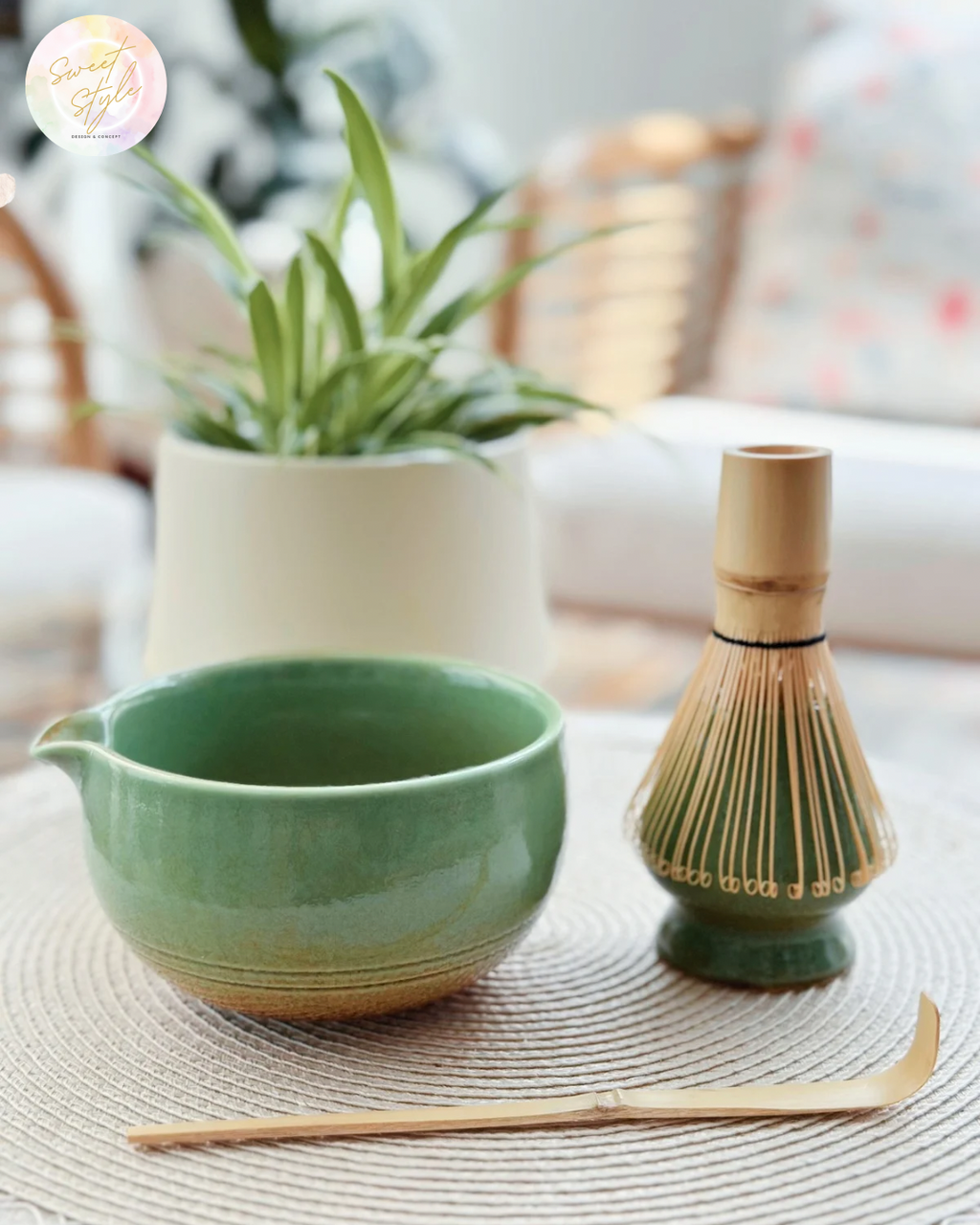 Set Matcha 4 pièces dégradé vert marron