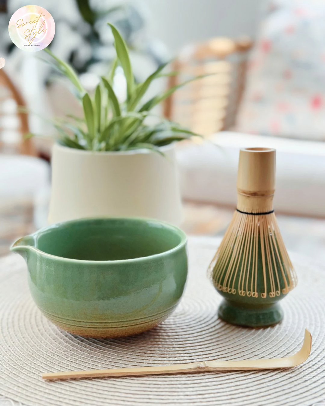 Set Matcha 4 pièces dégradé vert marron