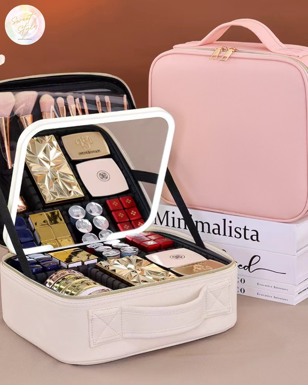 Organisateur Trousse de maquillage avec miroir led