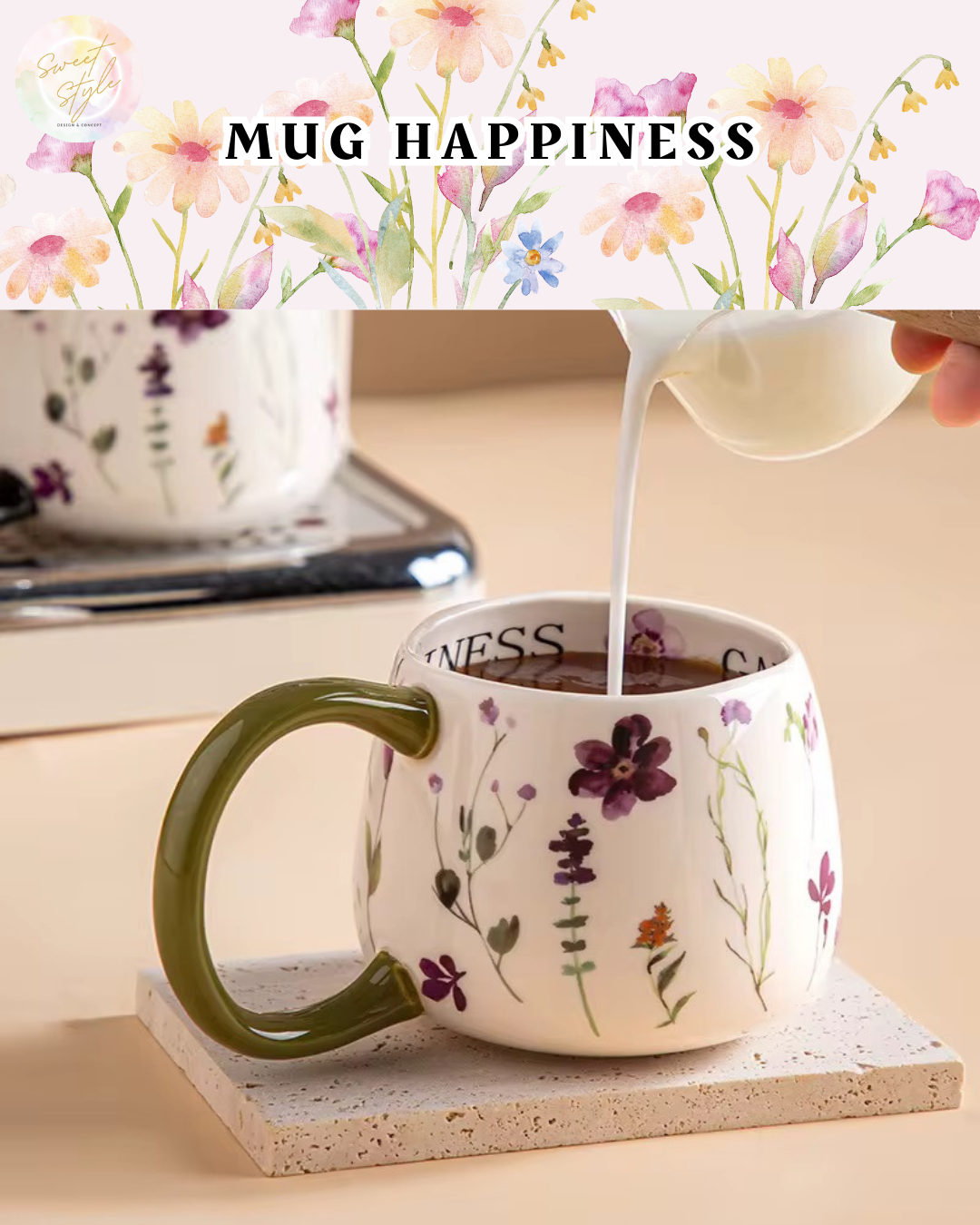 Tasse florale HAPPINESS