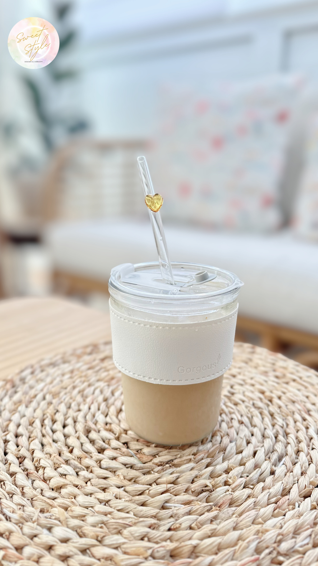 Verre avec manchon beige 400ml