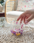 Tasse en Verre Transparent avec Fleurs Séchées