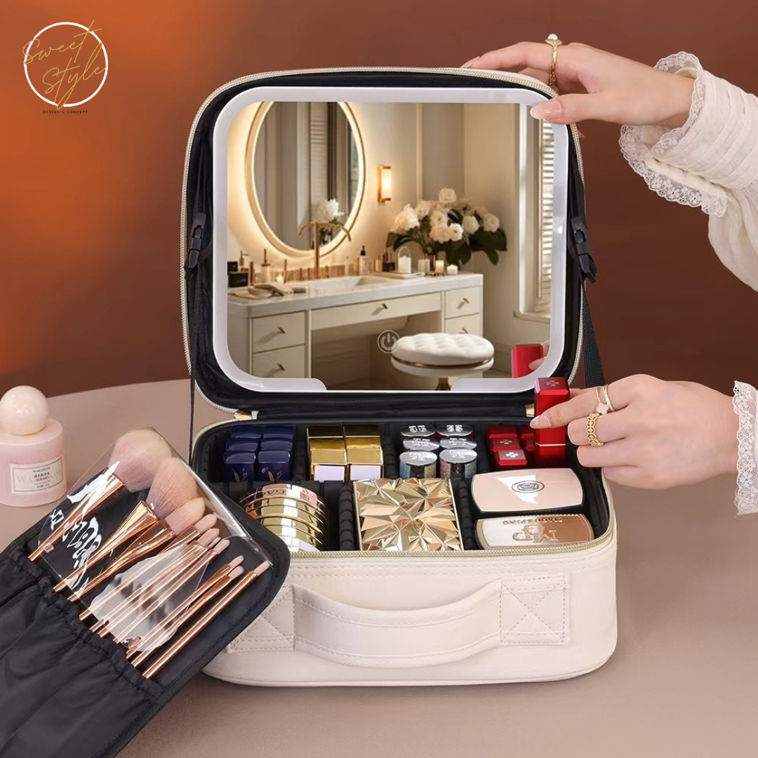 Organisateur Trousse de maquillage avec miroir led