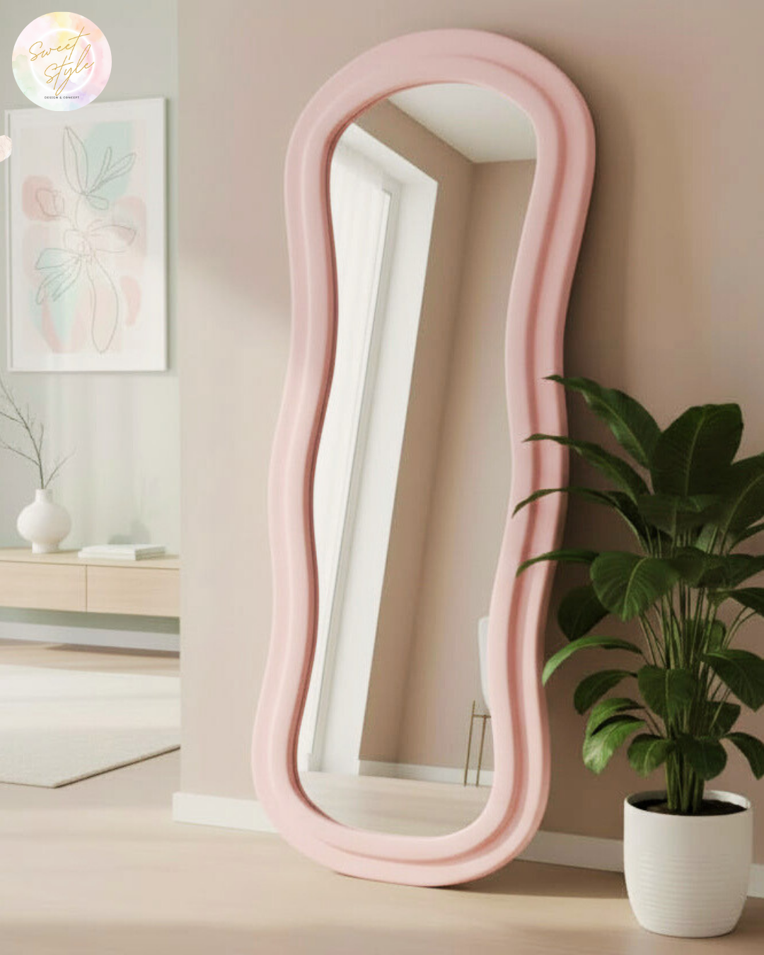 Miroir ondulé rose 160x60cm