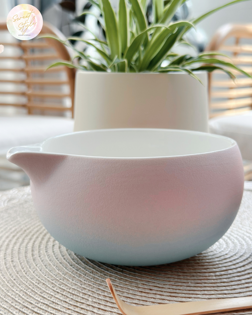 Set matcha 4 pièces dégradé rose bleu