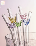 Paille en verre papillon + goupillon + sac