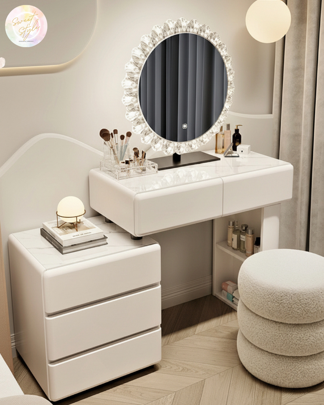 Coiffeuse blanche luxueuse