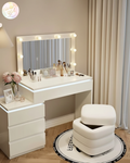 Coiffeuse Hollywood Blanche avec Miroir LED