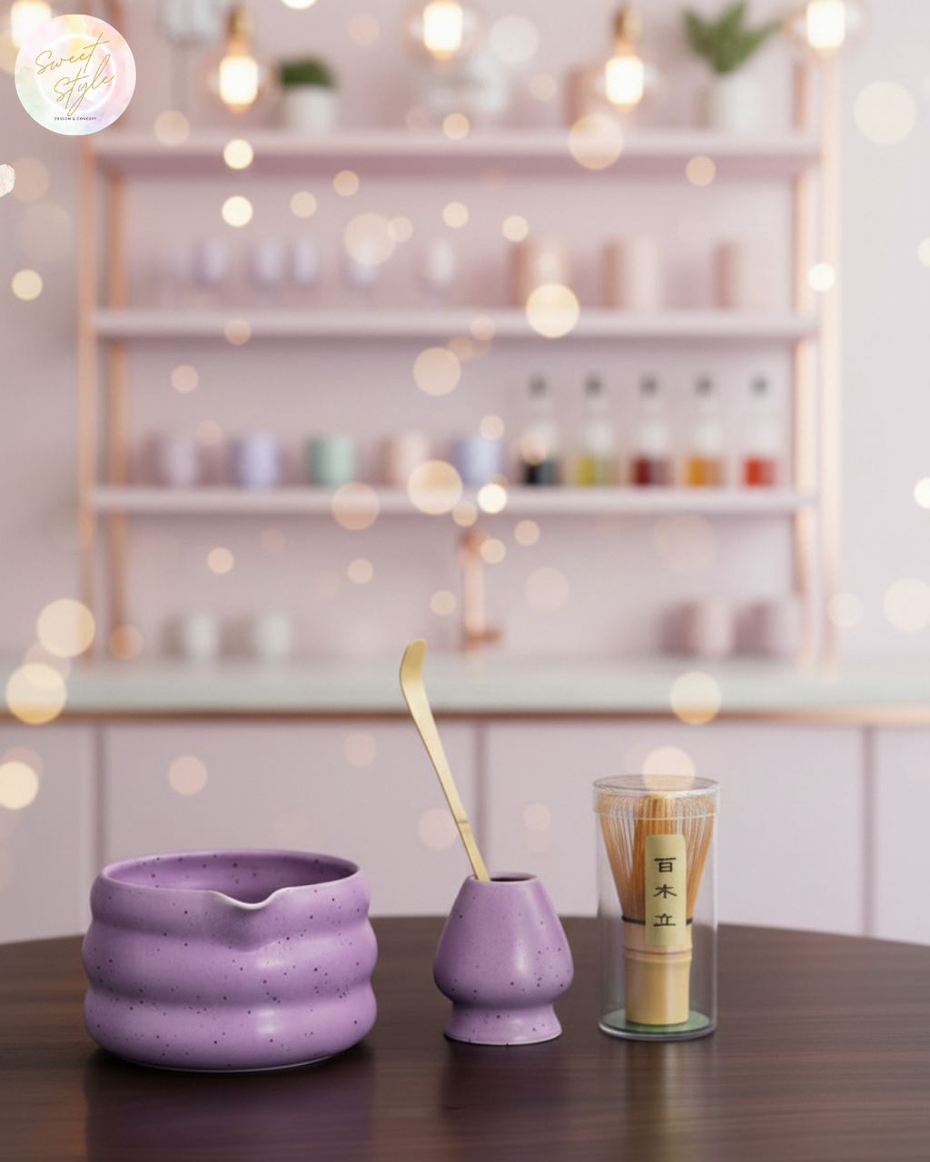 Set Matcha 4 pièces parme