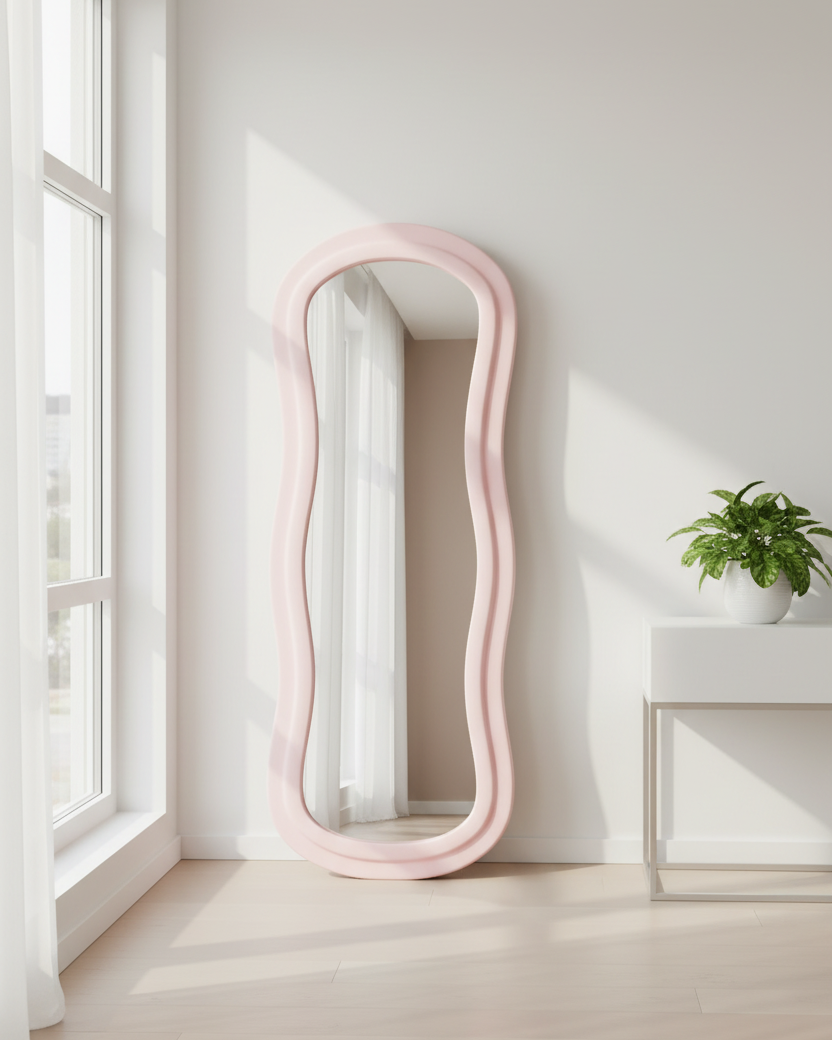 Miroir ondulé rose 160x60cm