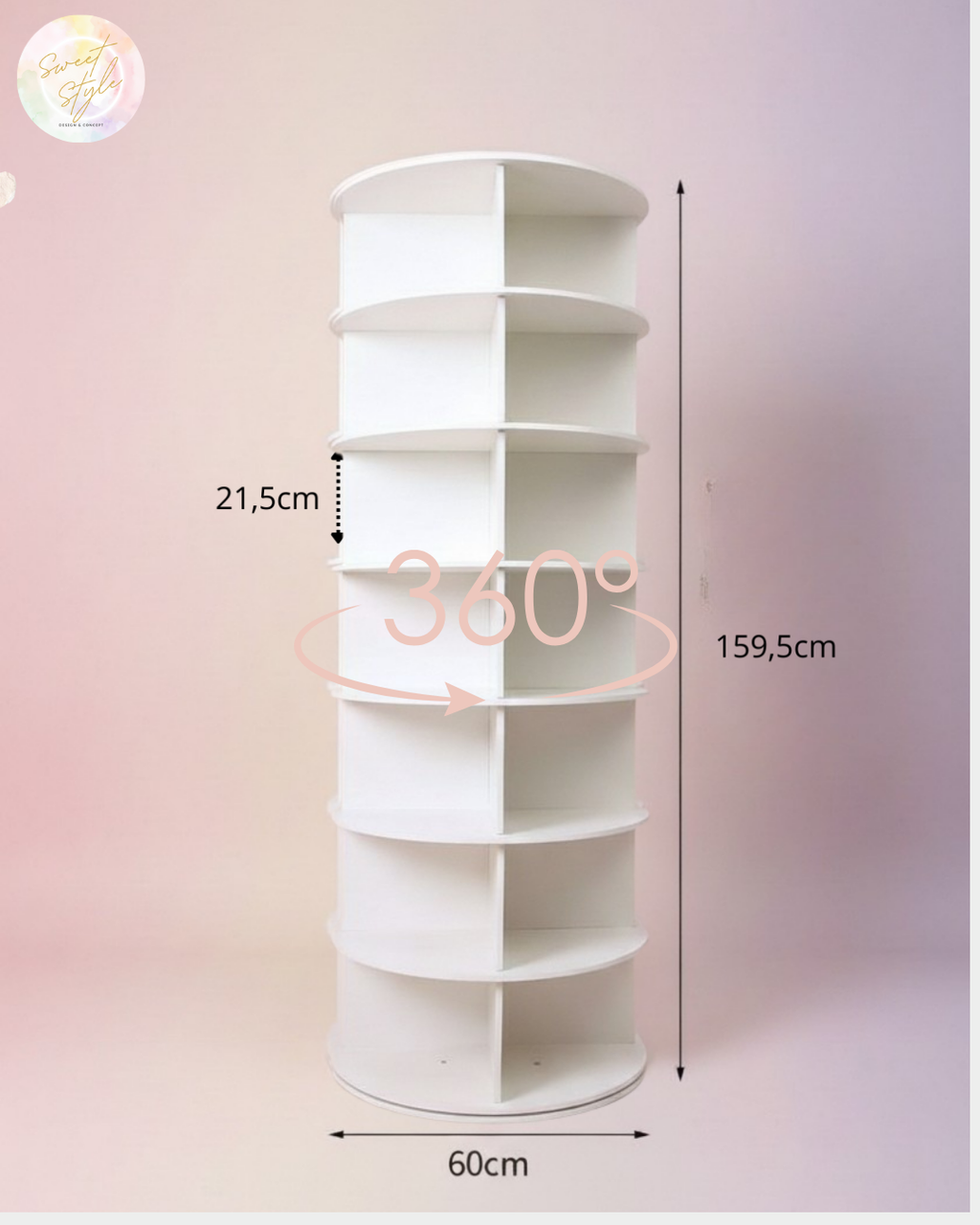 Meuble rangement 7 niveaux rotatif 360
