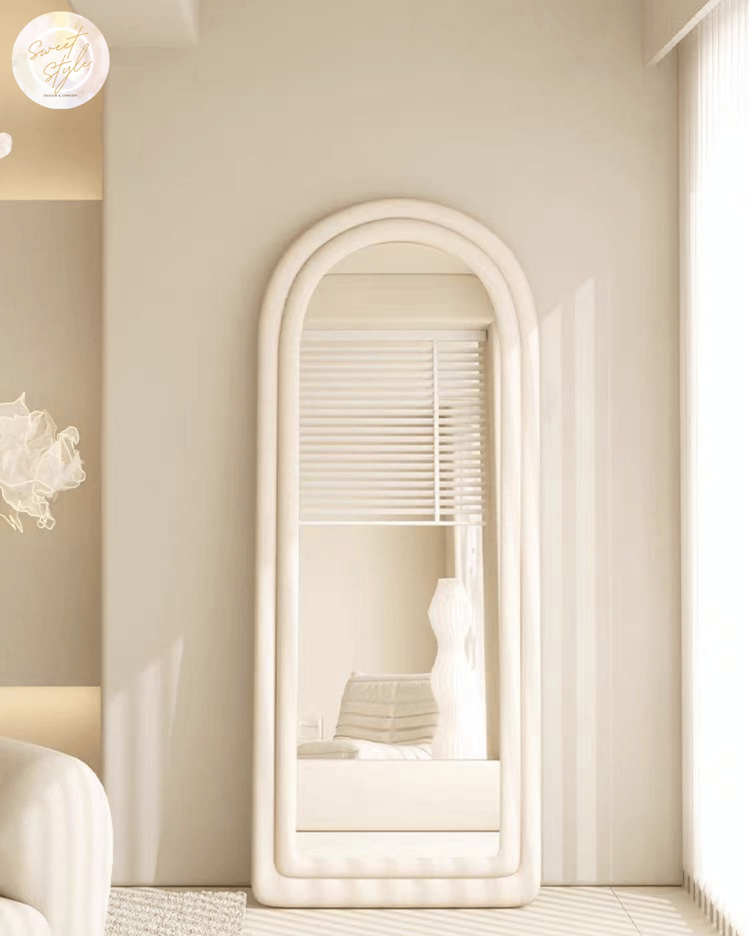 Miroir arche blanc cassé 160x60cm