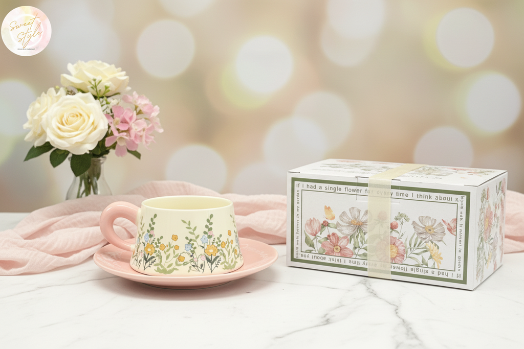 Tasse à thé fleurie