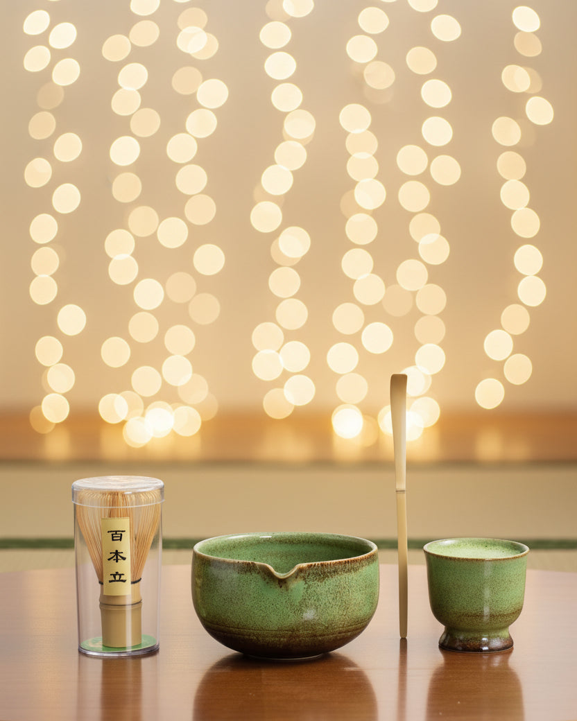 Set Matcha 4 pièces dégradé vert marron